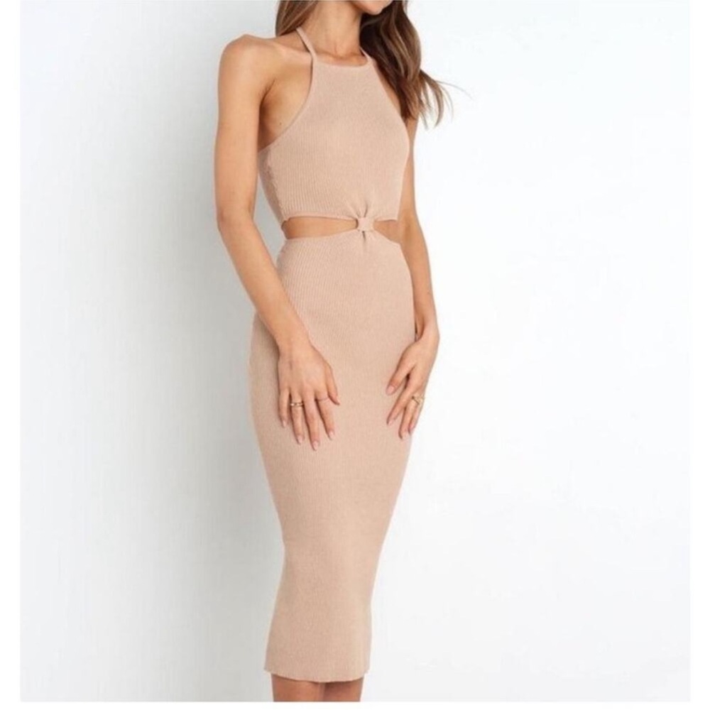 Petal & Pup Beige Midi Dress